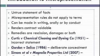 Misrepresentation Lecture 1 of 4 [upl. by Marston]